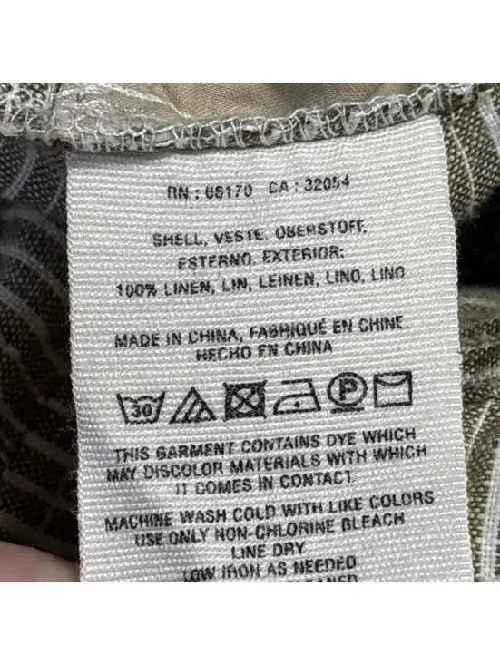 By Anthropologie Pants Womens XSmall Green Stripe 100% Linen Pull On Ankle Crop - Picture 15 of 16